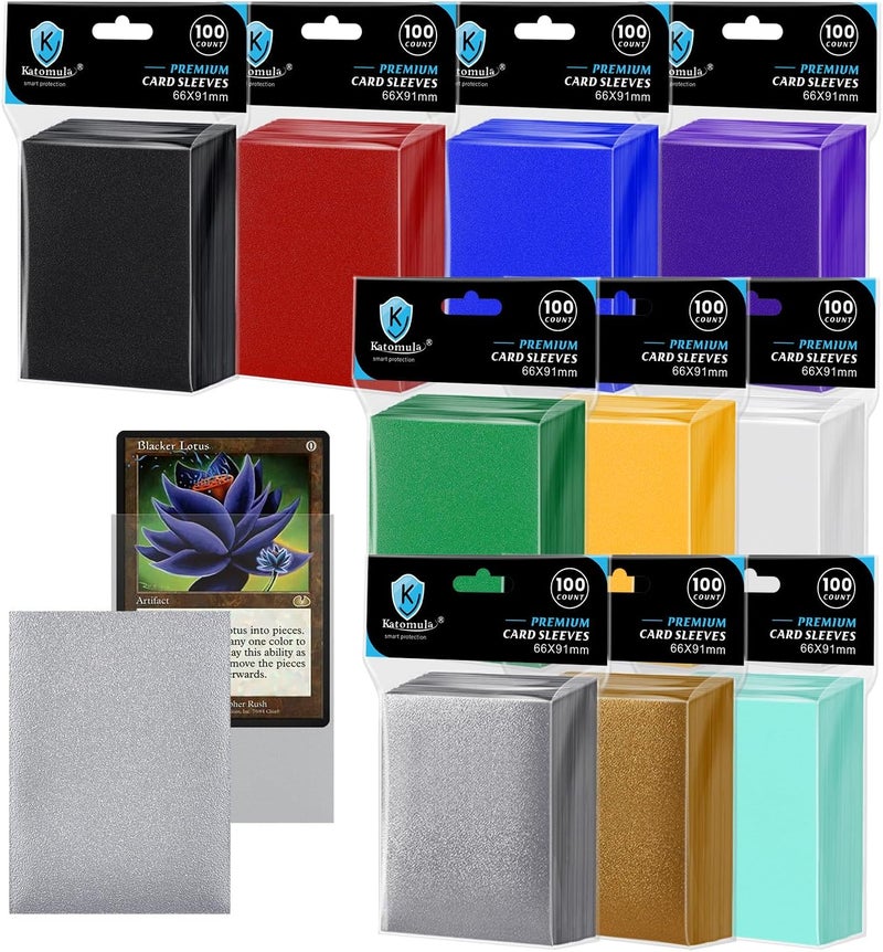 Katomula 1000CT MTG Card Sleeves, Clear Front Textured Back Card Sleeve Deck Card Protectors, Standard Size Card Sleeves for MTG, Baseball Card, Football Card,Sports Cards, Game Card - Image 1